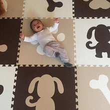 Load image into Gallery viewer, SoftTiles Puppy Dog Children's Foam Play Mat (6.5 x 6.5 feet) Brown, White, Tan