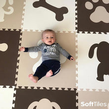 Load image into Gallery viewer, SoftTiles Puppy Dog Children's Foam Play Mat (6.5 x 6.5 feet) Brown, White, Tan