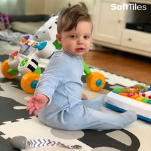 Load image into Gallery viewer, SoftTiles Transportation Kids Foam Play Mat (6.5 x 6.5 feet) Gray, White, Light Gray