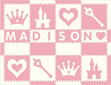 Load image into Gallery viewer, Easy Personalize- SoftTiles Princess Play Mat in Light Pink and White-8 Letter Name 6.5' x 8.5'
