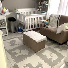 Load image into Gallery viewer, SoftTiles Safari Animals Kids Foam Play Mat (6.5 x 6.5 feet) Light Gray, White
