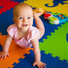 Load image into Gallery viewer, SoftTiles Sea Animals Kids Foam Play Mat (6.5 x 6.5 feet) Blue, Red, Orange, Yellow, and Lime
