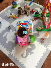 Load image into Gallery viewer, SoftTiles Sea Animals Kids Foam Play Mat (6.5 x 6.5 feet) Light Gray and White

