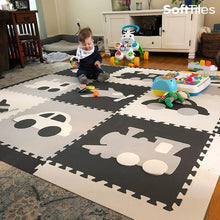Load image into Gallery viewer, SoftTiles Transportation Kids Foam Play Mat (6.5 x 6.5 feet) Gray, White, Light Gray

