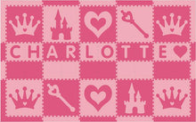 Load image into Gallery viewer, Easy Personalize- SoftTiles Princess Play Mat in Light &amp; Dark Pink 10 Letter Name 6.5' x 10.5'
