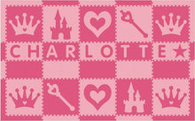 Load image into Gallery viewer, Easy Personalize- SoftTiles Princess Play Mat in Light &amp; Dark Pink 10 Letter Name 6.5' x 10.5'
