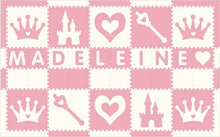 Load image into Gallery viewer, Easy Personalize- SoftTiles Princess Play Mat in Light Pink and White-10 Letter Name- 6.5' x 10.5'
